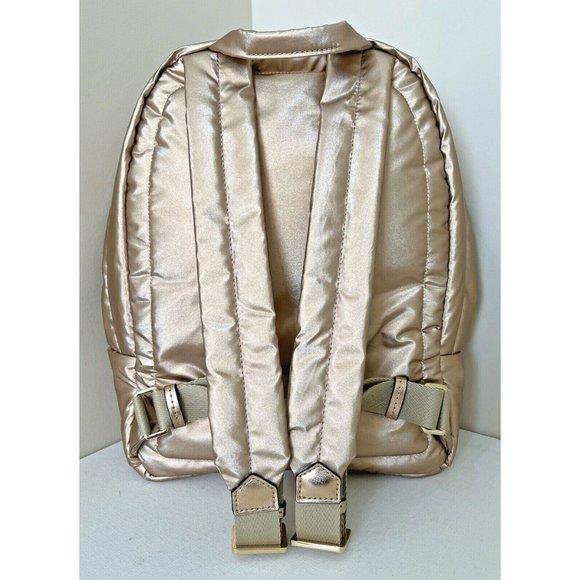 New Michael Kors Rae Medium Backpack Soft Quilted Polyester Rose Gold - Picture 4 of 6